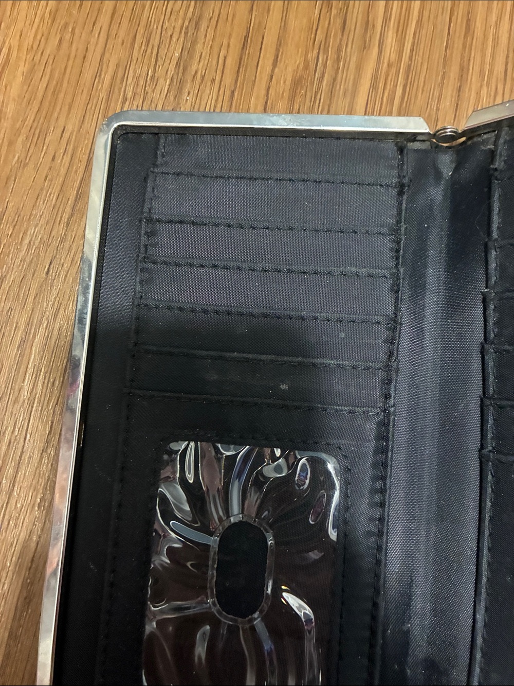 Floral Pattern Black Vegan Leather Wallet - Picture 6 of 7